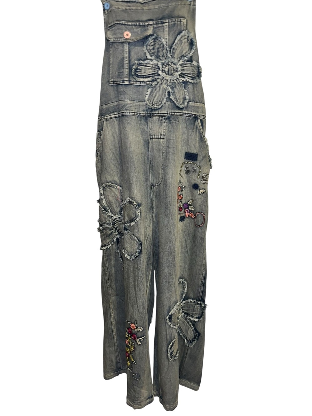 🦋BlueVelvet XL Denim Floral Patch Overalls BV003 - Picture 7 of 11